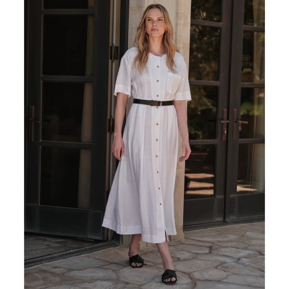 Jenni Kayne White Button-Front Midi Dress NWT